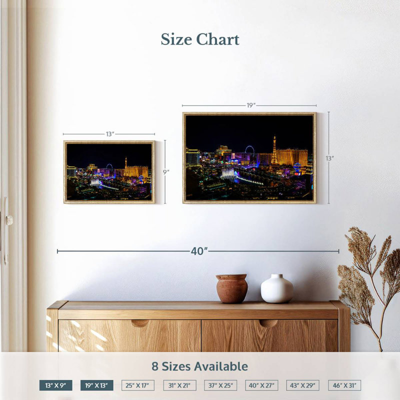 Las Vegas, Cadre flottant en bois naturel, 19 po x 13 po