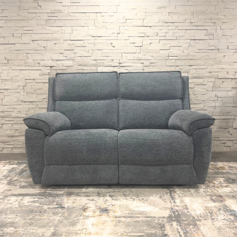 Berthony 2 Seater Chenille Reclining Sofa, Blue Grey