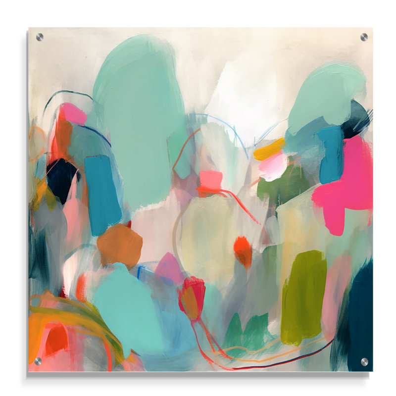 Art mural en acrylique rose minimaliste minimaliste rose pour salon, H 36 po x l 36 po