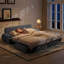 Divan-lit gigogne convertible 3-en-1 94,5 po très grand lit, causeuse multifonctionnelle en velours côtelé gris-130602810-132420581-132420583