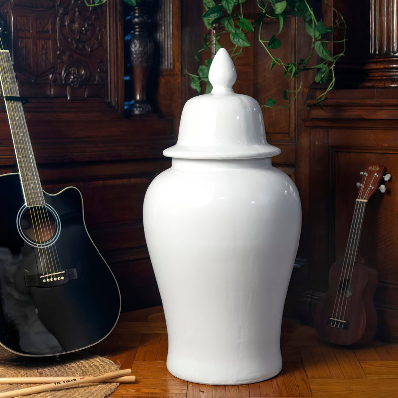 Timeless Chinese Temple Jar, 24", White