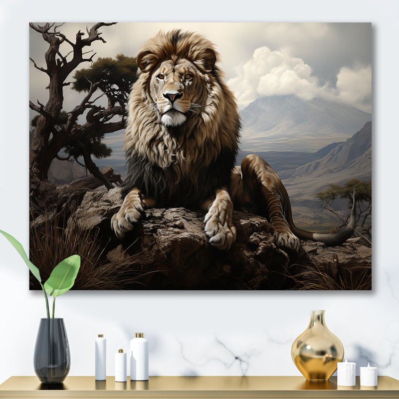Golden Lions Vigilance Grace - imprimé, Toile tendue, H 12 po x l 20 po x P 1 po