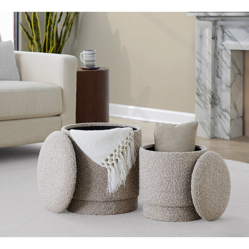 Ensemble de repose-pieds en tissu brun clair, Light Brown, Fabric