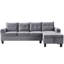Canapé modulaire 4 places en velours gris avec méridienne et rangement