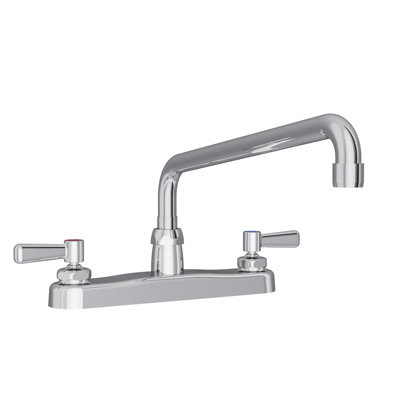8" Centerset with Exposed Deck Faucet with 12" Arc Tube Spout 2" Lever Handles Chrome