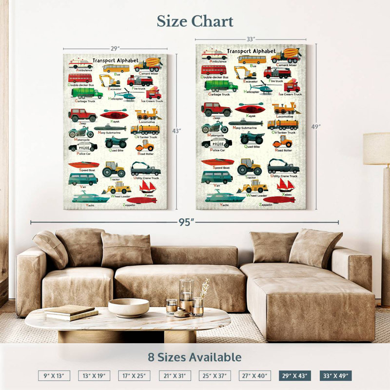 Tableau pour enfants Ashelle Transport Alphabet, H 51 po x l 34 po