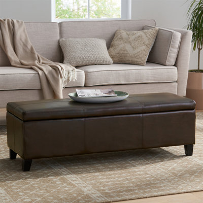 Denali Modern Upholstered Storage Ottoman Bench | Minimalist Design with Hidden Storage & Soft-Close Hinges
