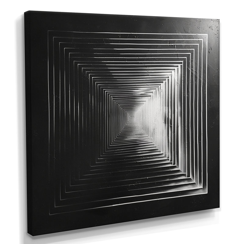 Pyramide monochrome - art mural géométrique, H 16 po x l 16 po x P 1 po, Toile tendue