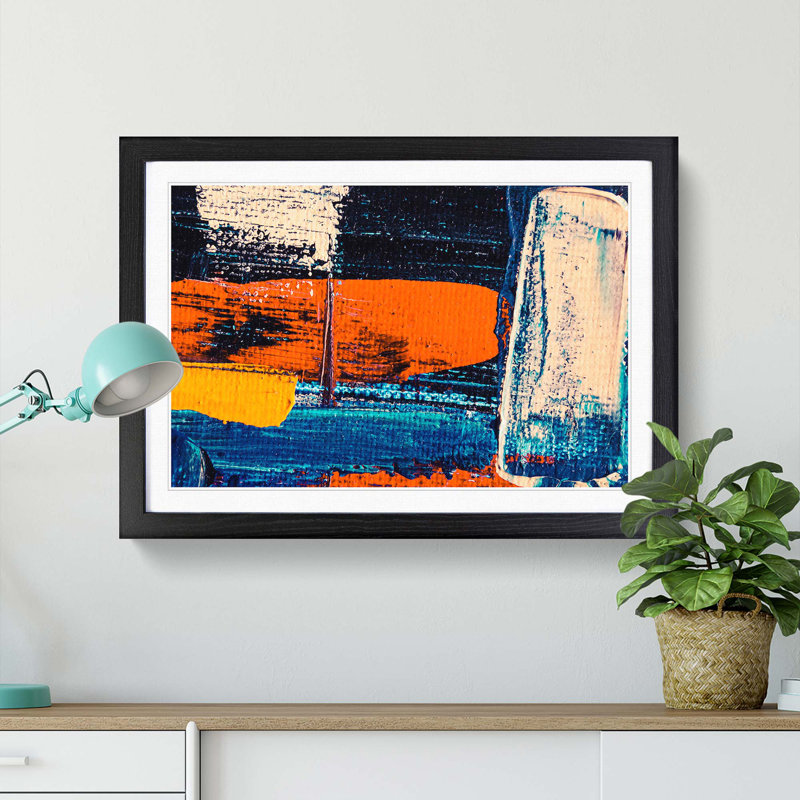 Abstract Art Painting Vol.294 by S.Johnson - Framed Print, 62cm H x 87cm W x 2cm D, Black Framed