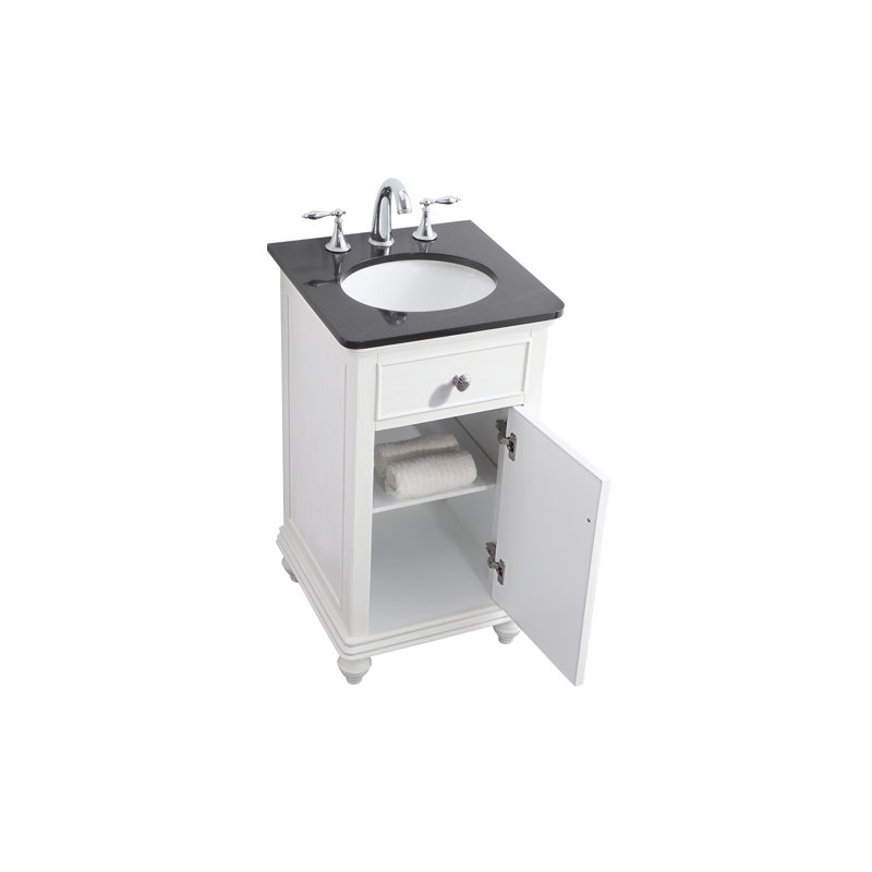 Otto 19'' Single Bathroom Vanity with Top, Antique White, Black