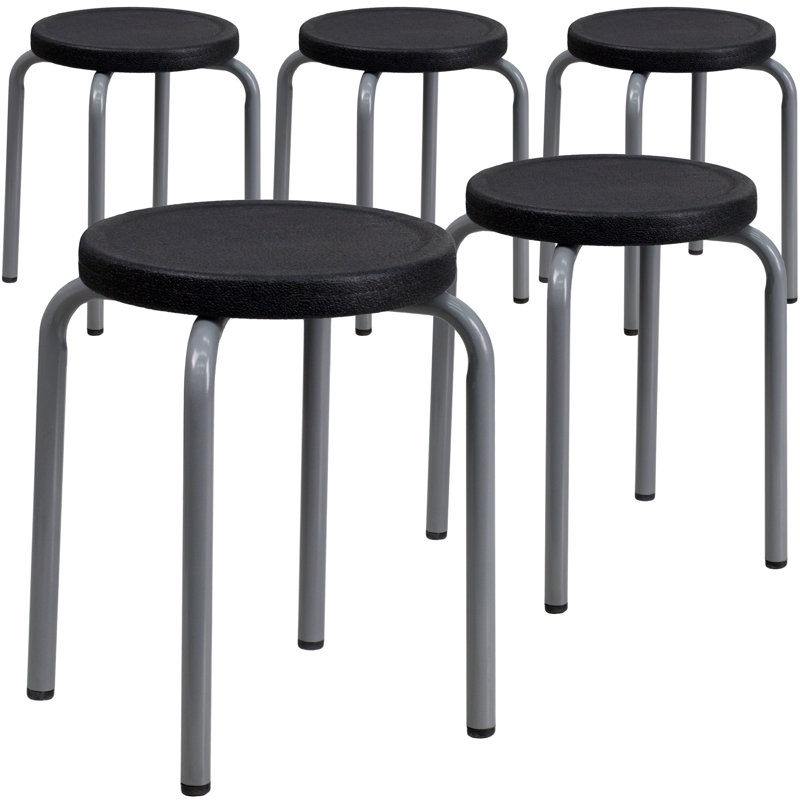 Pennypacker Stackable Stool with Powder Coated Frame, Black
