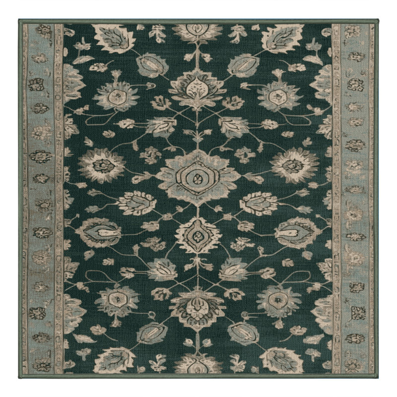 Tapis vert lavé à la machine, Carré 5 pi