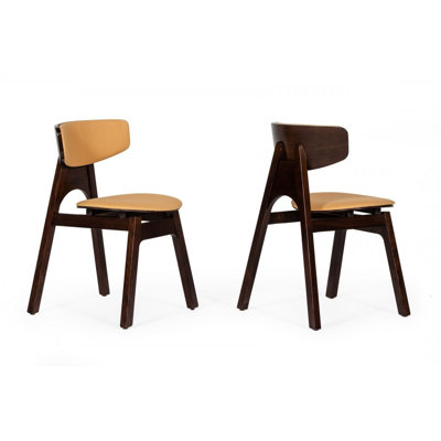 Ensemble de deux chaises de salle à manger modernes en similicuir beige