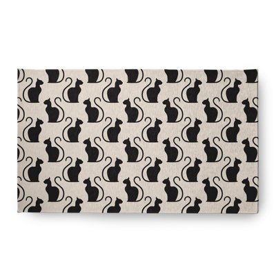 Tapis rectangulaire rectangulaire en chenille tissé à la machine en crème / noir David-Nelson