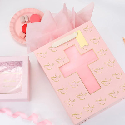 13" Large Floral Gift Bag With Tissue Paper, 10"x5"x13" Decorative Gift Bags For Easter, Birthdays, Baby Showers And Weddings