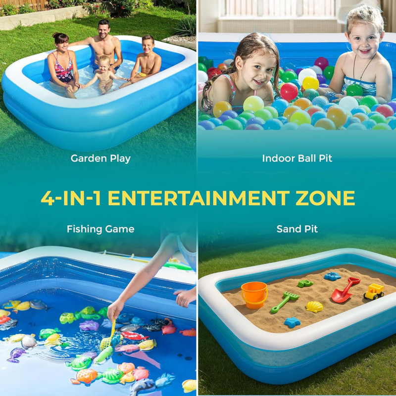 Polyvinyl Chloride (PVC) Rectangle Inflatable Pool 51cm H x W x 262cm L, 262'L x 260'W x 51' H