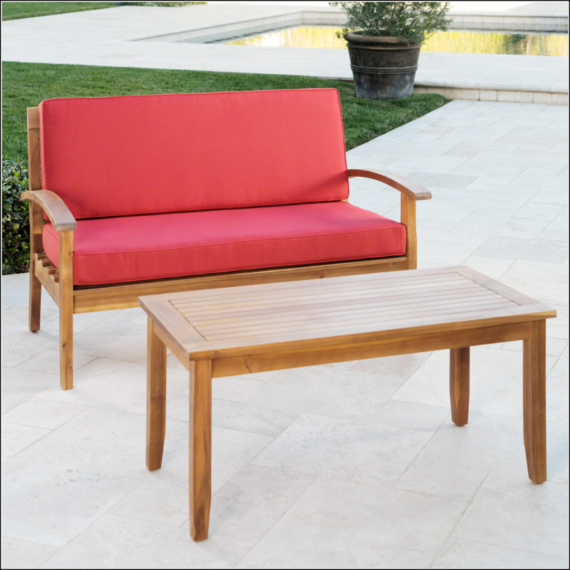 Causeuse et table basse Peyton, Teck