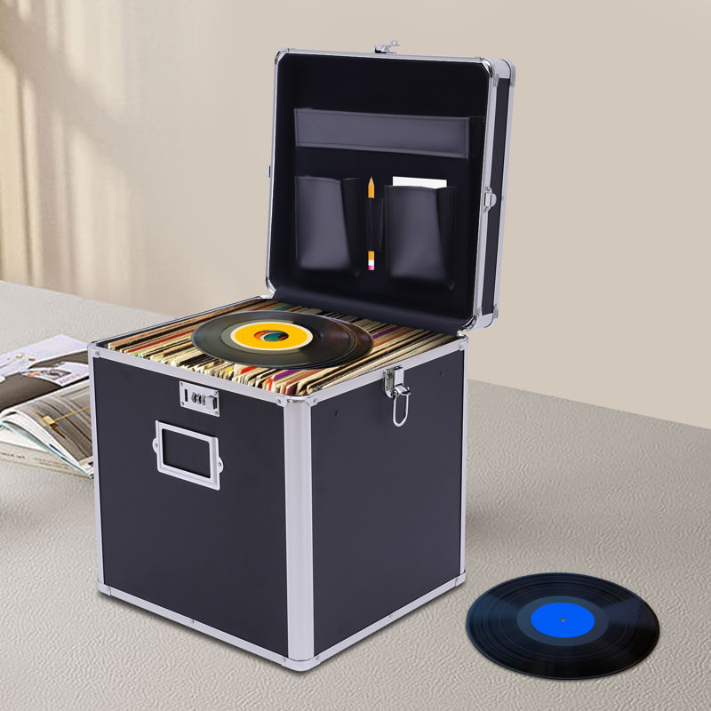 15'' H X 14.4'' W X 13.4'' D Lockable Vinyl Record Storage Box