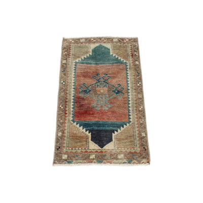 1x3 Pink and Multicolor Turkish Tribal Rug
