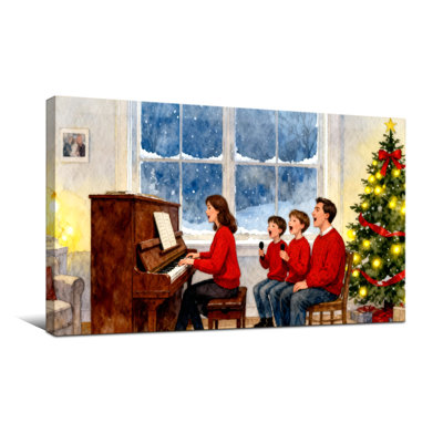 Christmas Family Singing Christmas Carols By Piano