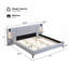 Lit tapissier en lin avec lumières et tablettes intégrées-300373950