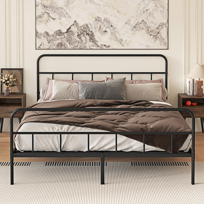 Huddleson Bed Metal Platform Bed frame, King