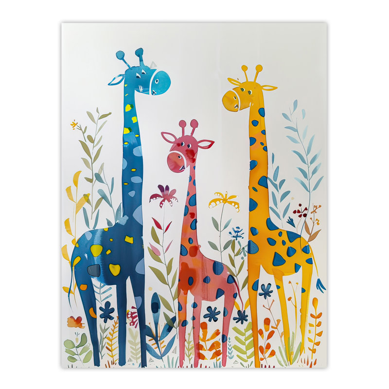 Cute Giraffe Family Watercolour Wall Art Print