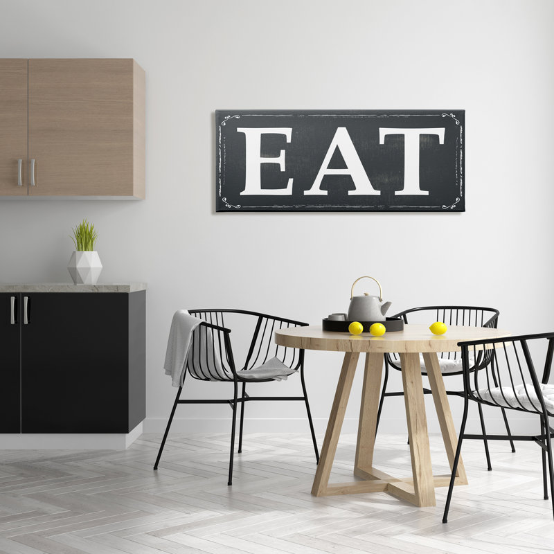 EAT noir et blanc, Toile tendue, H 20 po x l 48 po