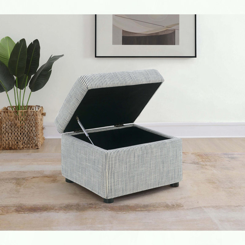 Repose-pieds avec rangement et plateau relevable hydraulique et tissu gris
