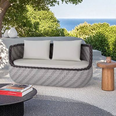 Kruttika 67.71'' Wide Rectangle Wicker Loveseat with Cushions