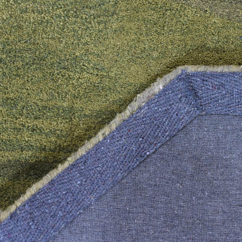 Tapis écologiques en laine touffetée à la main Dalvey - couleur verte | Conception abstraite, Carré 8 pi