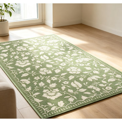 Tapis extérieur 9 x 12, tapis de paille en plastique imperméable avec motif floral réversible pour patio, véhicule récréatif et arrière-cour