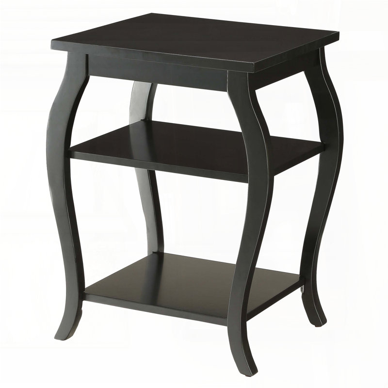 Black 2-Shelf End Table – Cabriole Legs