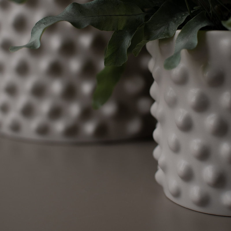 Genesta Ceramic Table Vase, 5.12" H x 5.91" W x 5.91" D, Greige