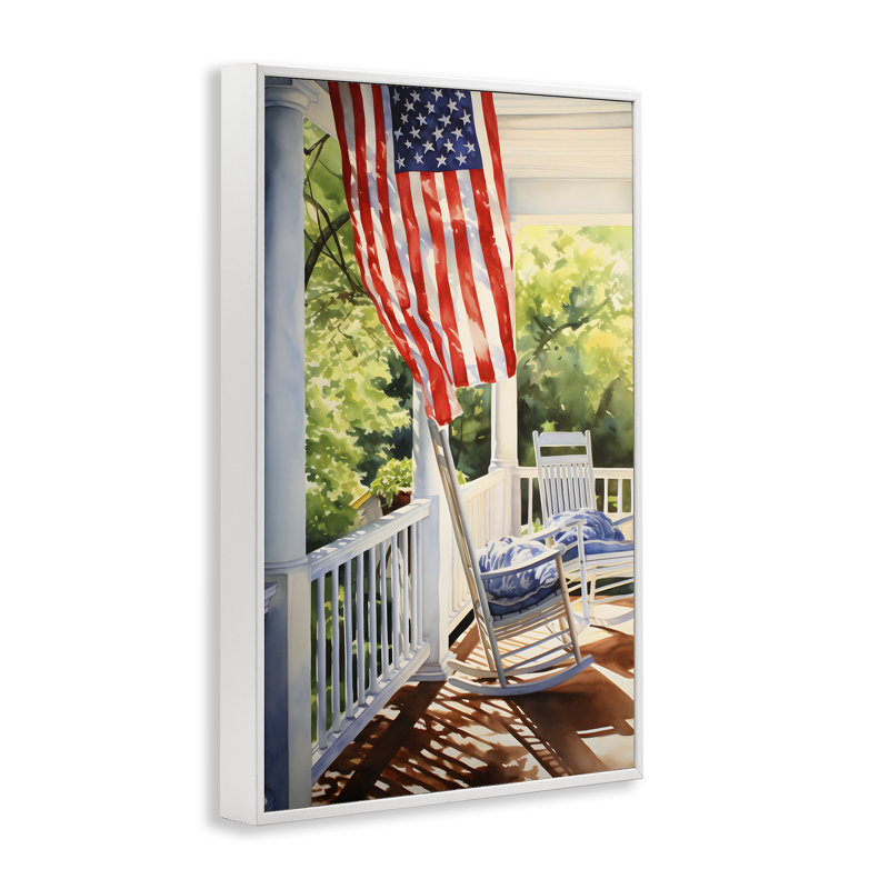 Art giclée sur toile de porche américain rétro par Petal Prints Design, H 30 po x l 20 po, Giclée encadrée blanc bord de mer