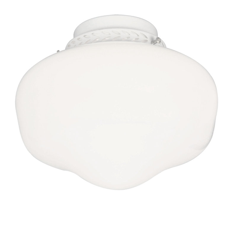 9'' 1 - Light Cased White Schoohouse Ceiling Fan Light Kit, Antique Nickel