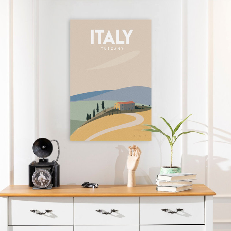 Italie - aventure, construction bleue, art européen, H 24 po x l 16 po