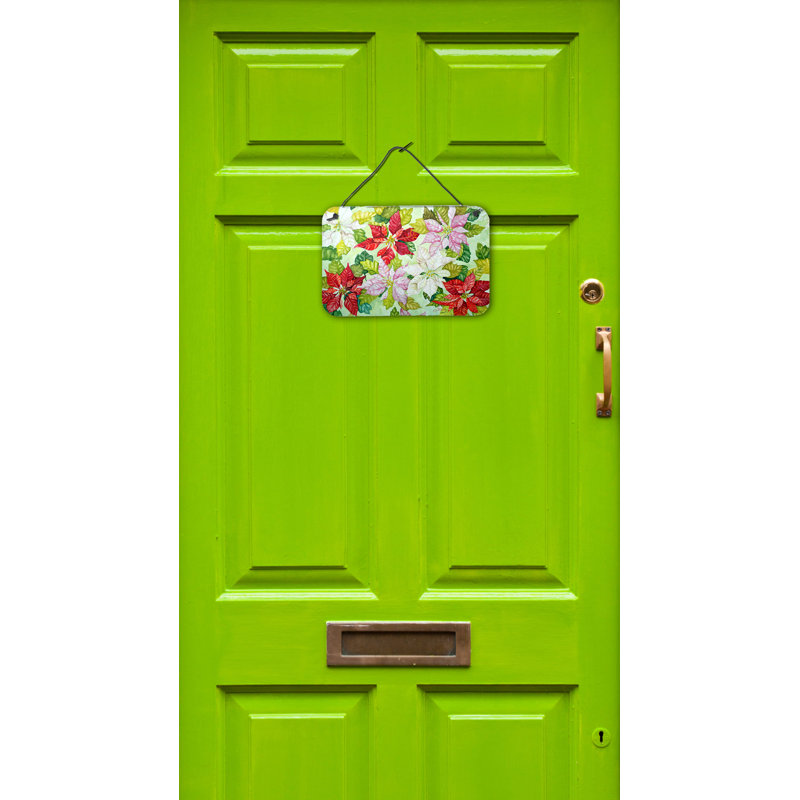 Multicolor Aluminum Poinsettias Wall Decor with Black Hanging Rope