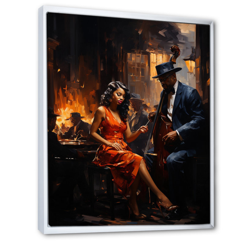 Berlinde Music In Harlems II sur impression sur toile, H 32 po x l 16 po x P 1 po, Cadre flottant blanc