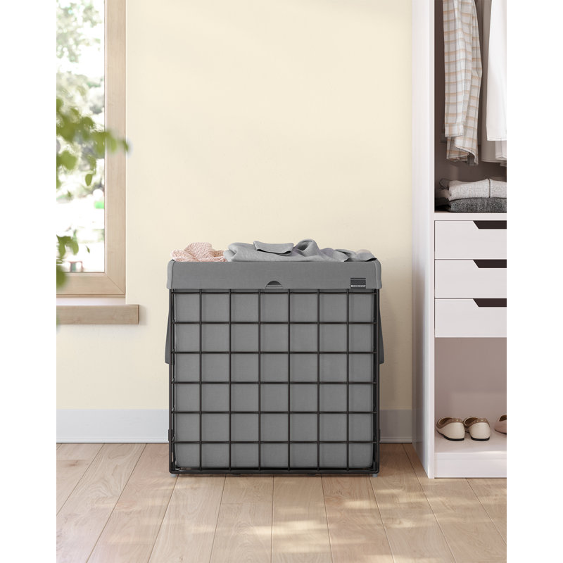 Laundry Hamper with Handles, Black/Grey, 58" H x 58" W x 33" D