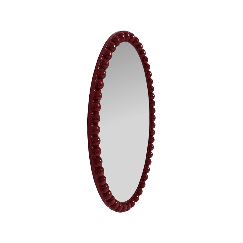 Varsha Oval Glossy Burgundy Mirror, Red