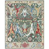 High-Quality Hand-Knotted Green And Gold Area Rug