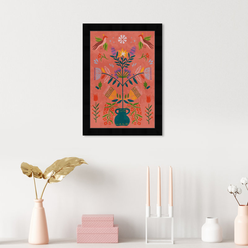 Bohemian Botanical Illustration by  - Picture Frame Print, Noir, H 17 po x l 12 po