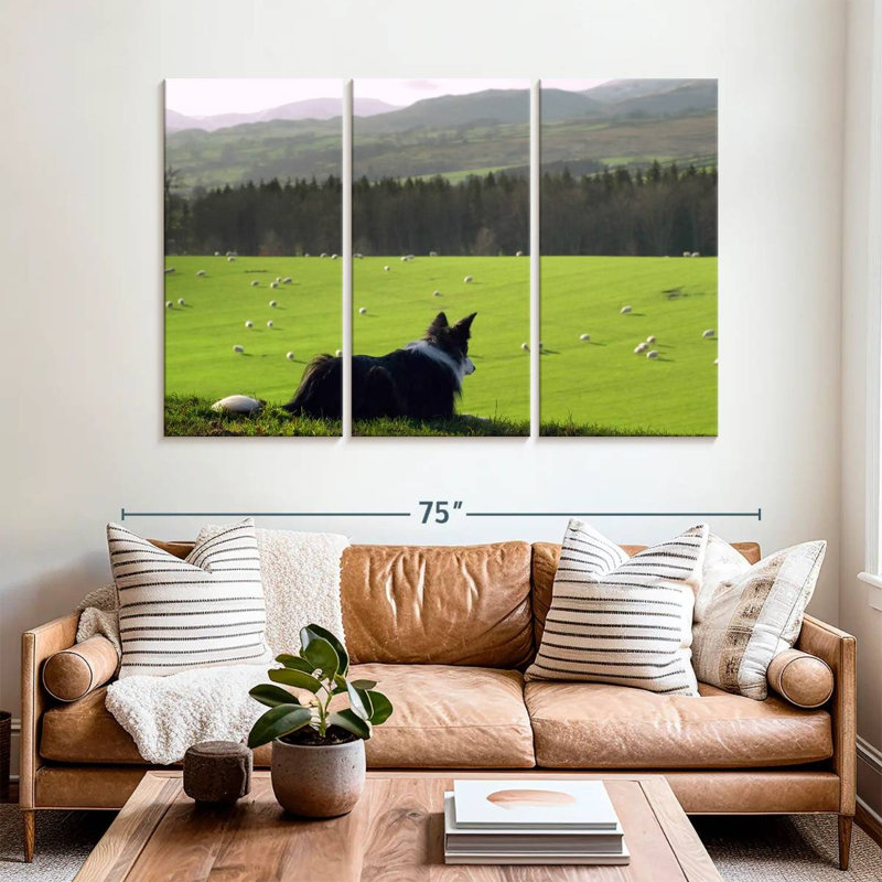 Brampt Dog Counting Sheep, 42" H x 65" W