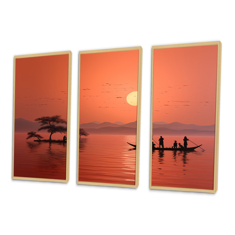Tribus d'Afrique Dinka aube - Portrait d'art sur toile, Cadre naturel flottant, H 28 po x l 36 po x P 1 po
