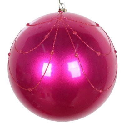 Ornement boule de rideau à paillettes bonbon