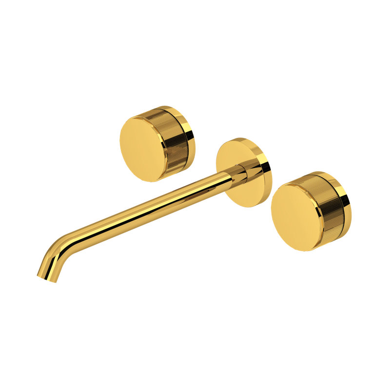 Amahle Wall Mount Tub Filler Trim with C-Spout, Unlacquered Brass