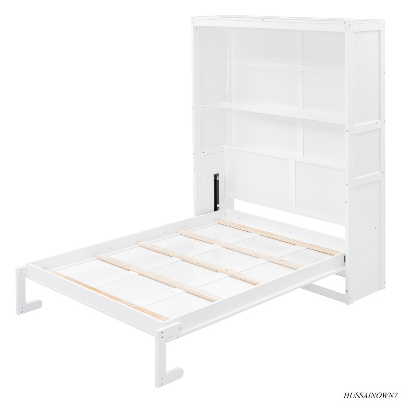 Lit escamotable mural avec tablettes Murphy, Lit double, Blanc