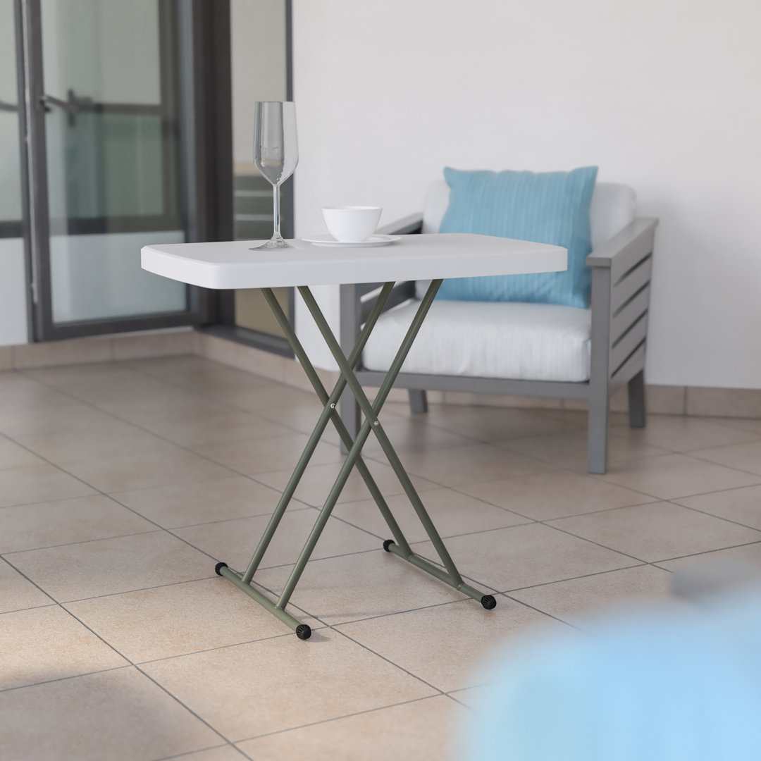 Noah Height Adjustable Plastic Folding TV Tray/Laptop Table in Granite White Flash Furniture
