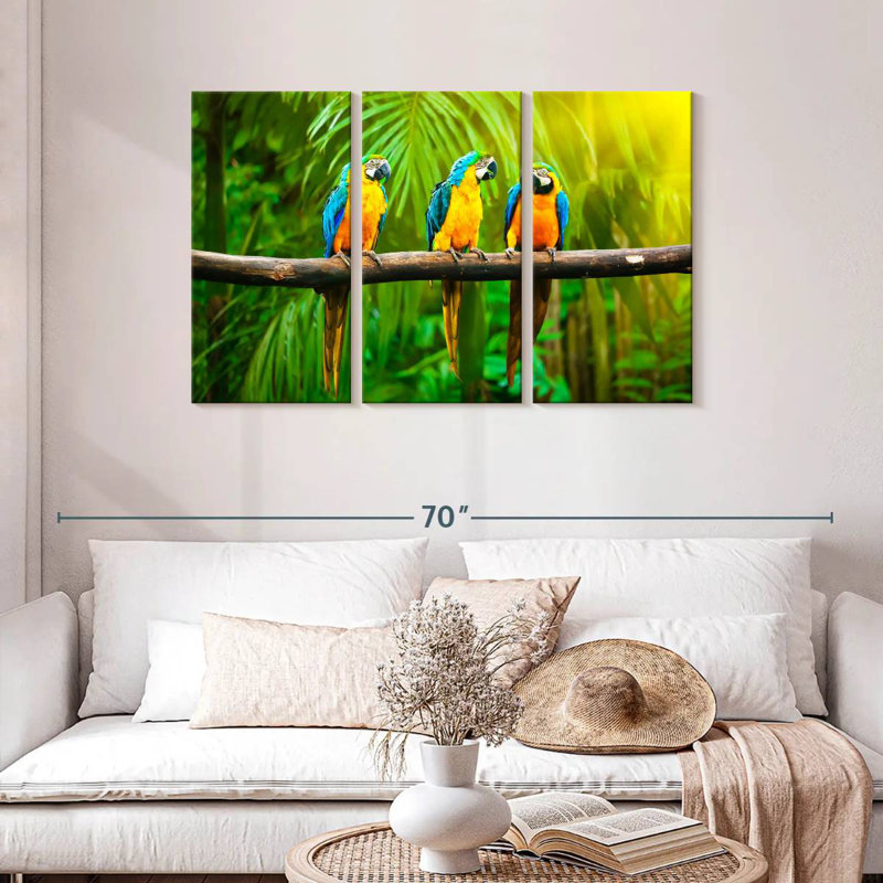 Brampt Blue And Yellow Macaws, 36" H x 57" W